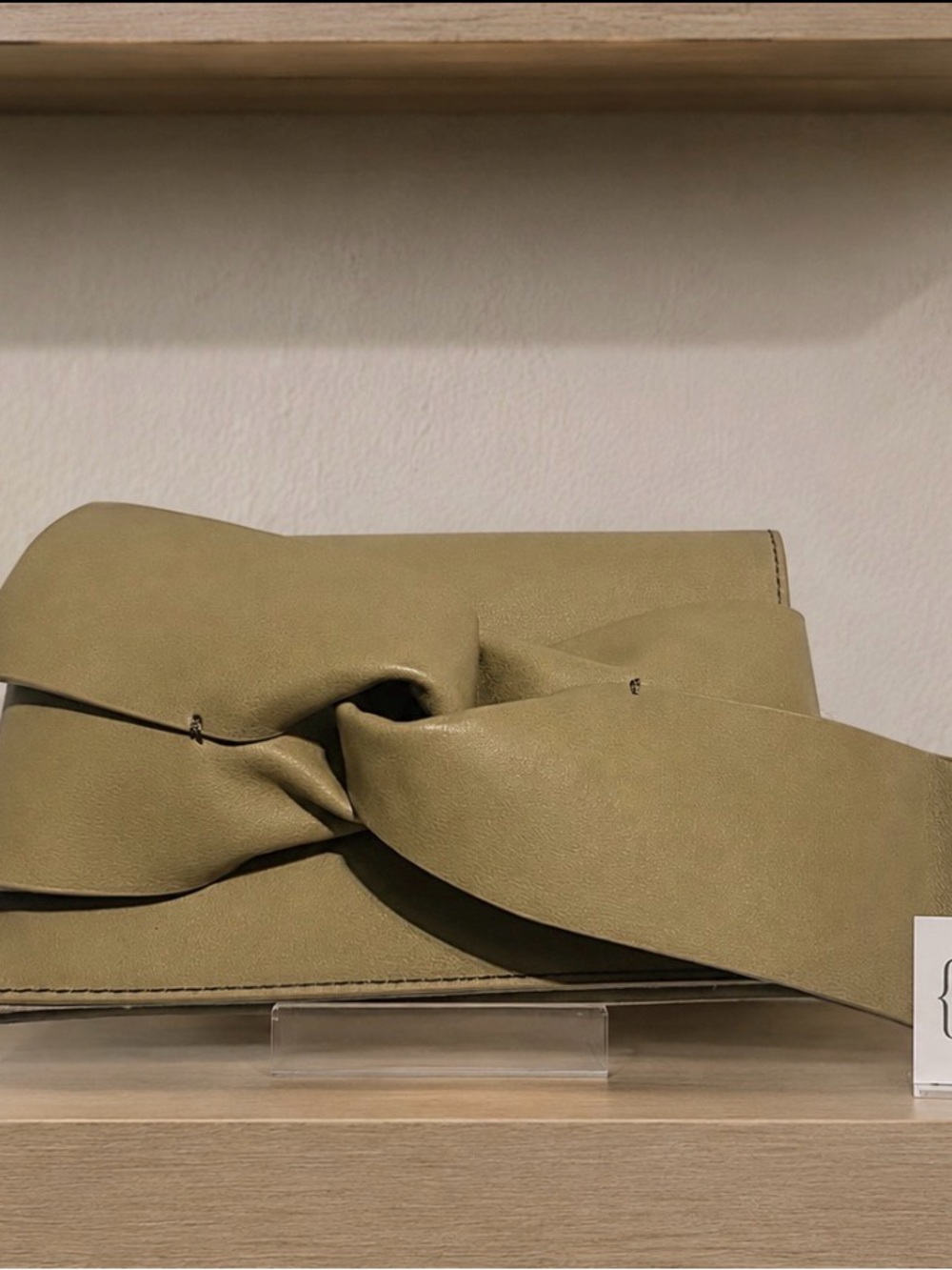Twisted Bow Clutch in Olive Green